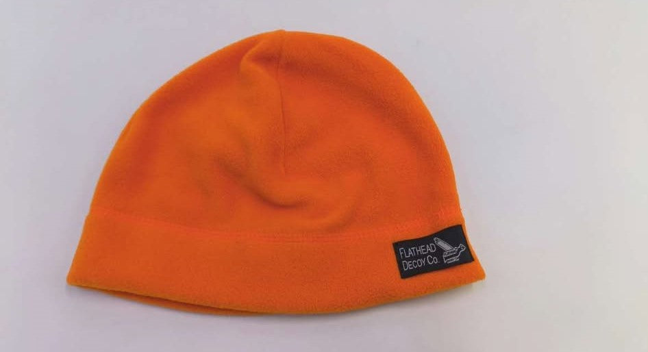 Beanies with woven Flathead Decoys Logo patch
