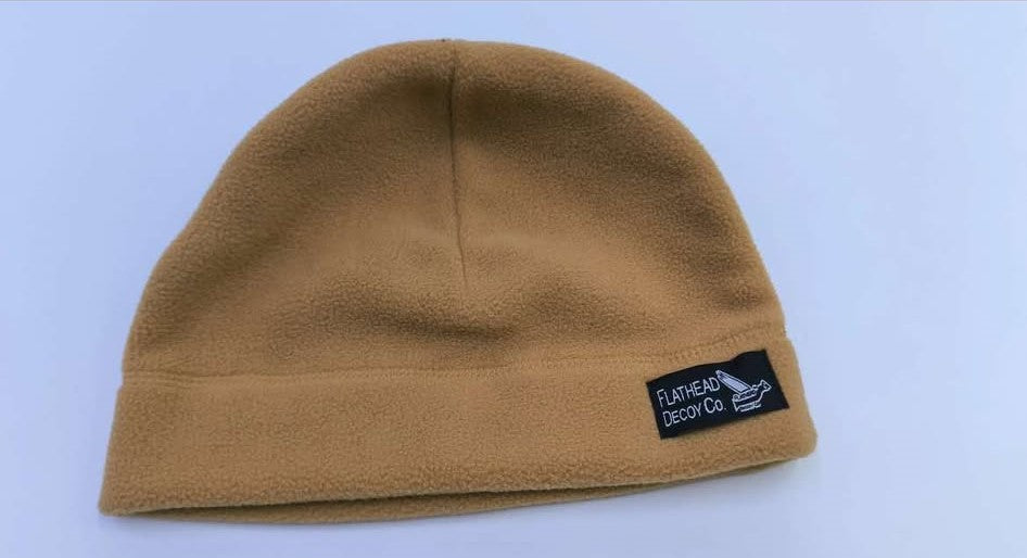 Beanies with woven Flathead Decoys Logo patch