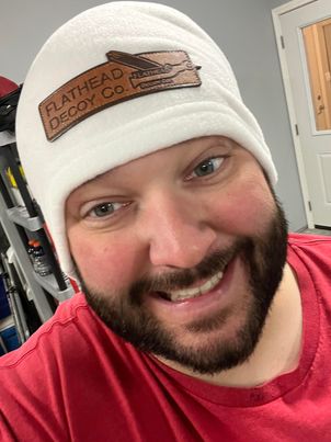 White Fleece Beanie w/Premium Leather Patch