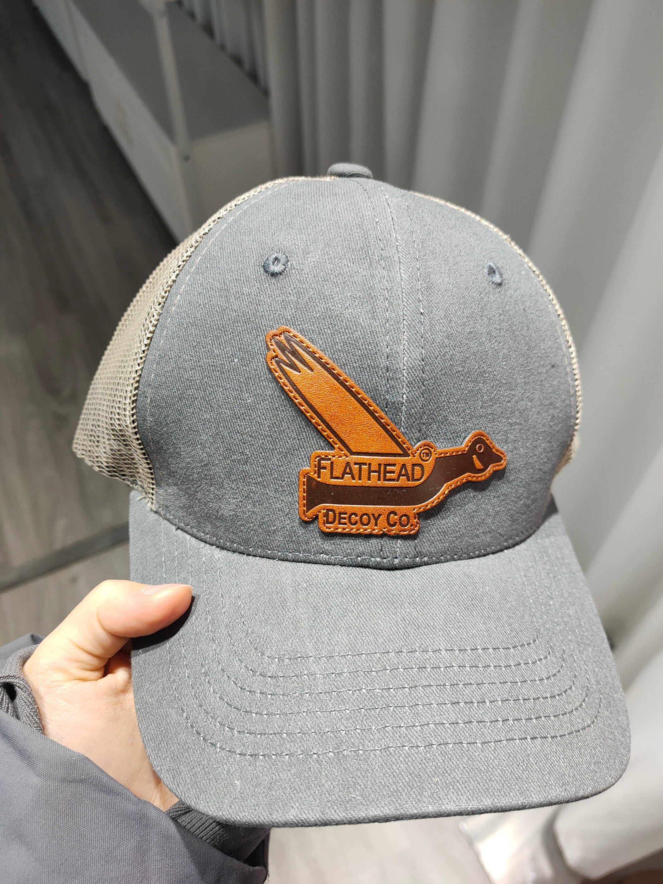 Distressed Gray & Smokey Beige SnapBack w/Premium Leather Patch
