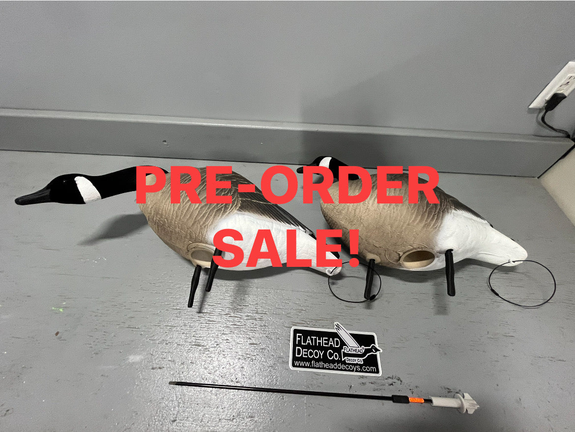 “PRE-ORDER SALE” Full Body "Magnum" Canada Goose Decoys "PE Plastic" with Flocked Heads. - "Per 6-Pack"