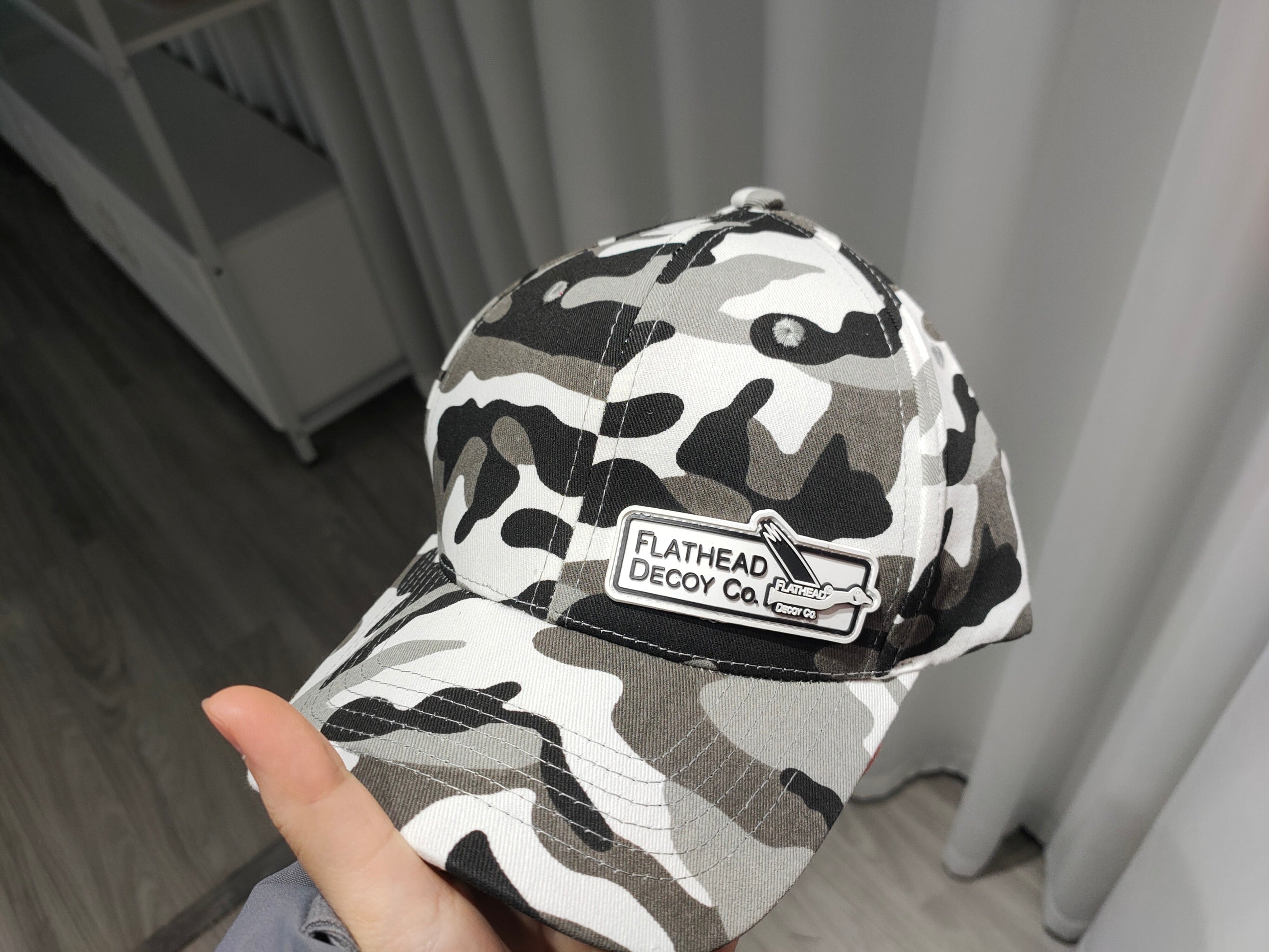 Snow Camo Winter Style Cap w/Premium Rubber Patch