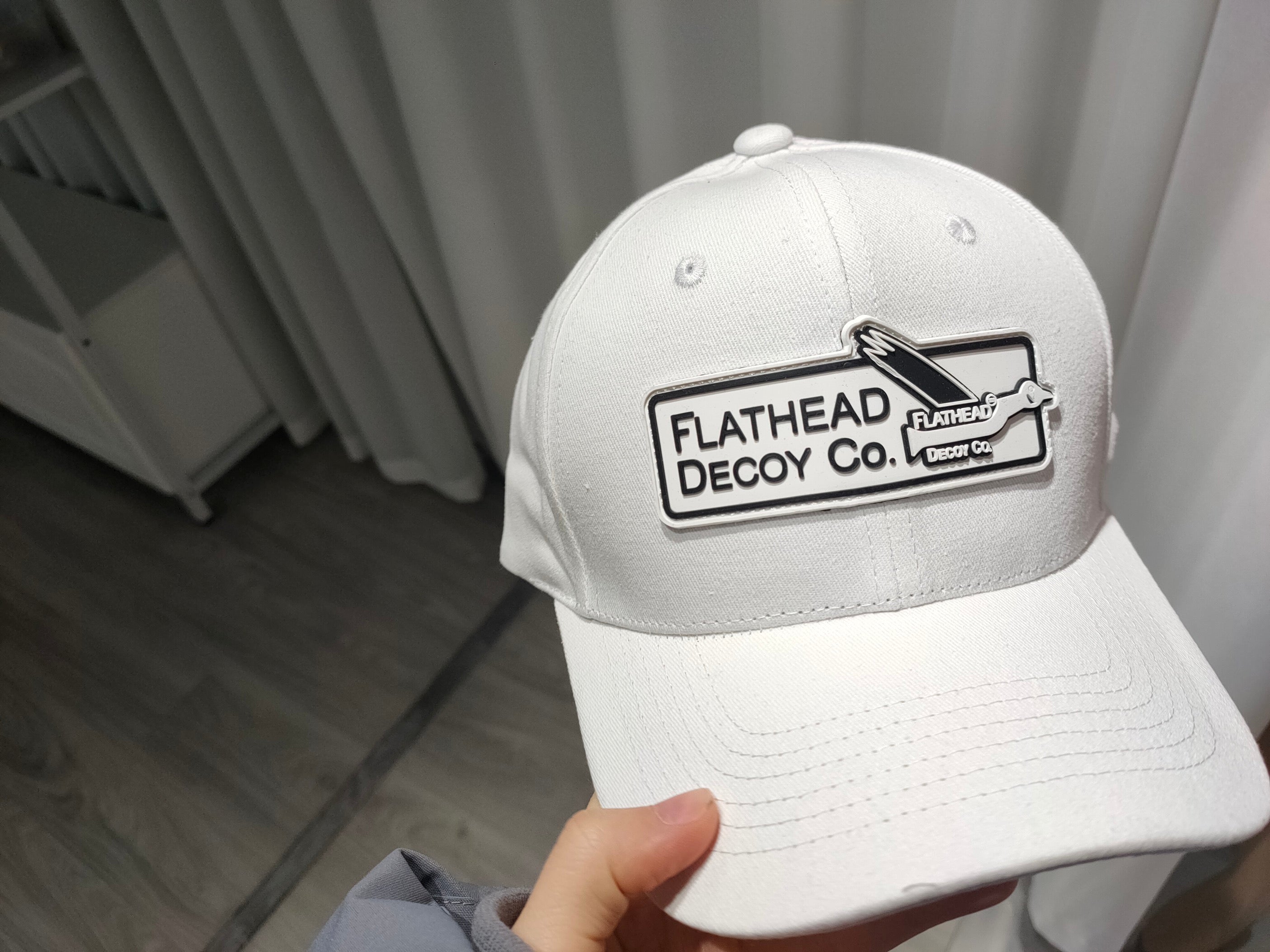 White Winter Style Cap w/Premium Rubber Patch