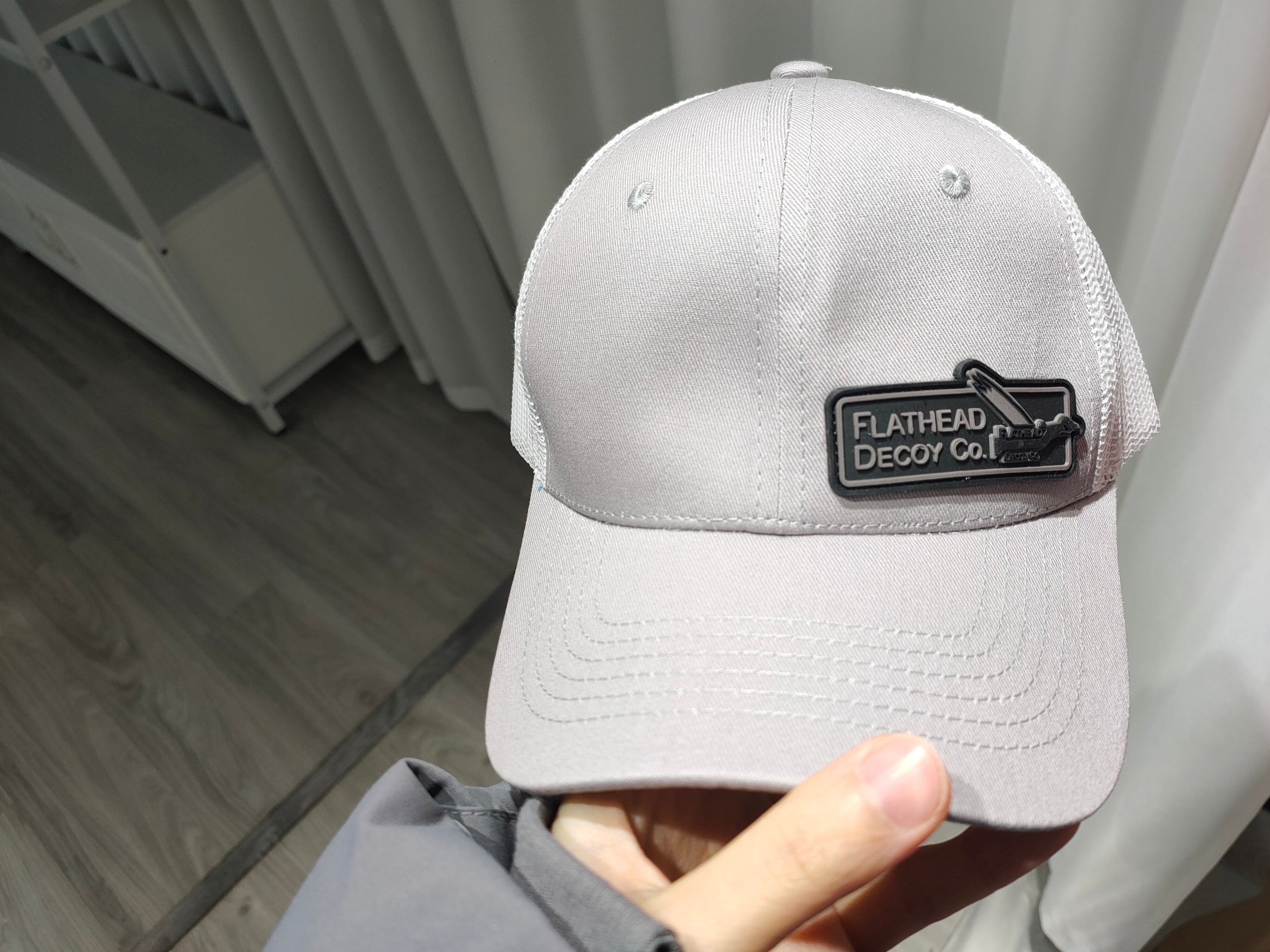 Light Gray & White SnapBack w/Premium Rubber Patch