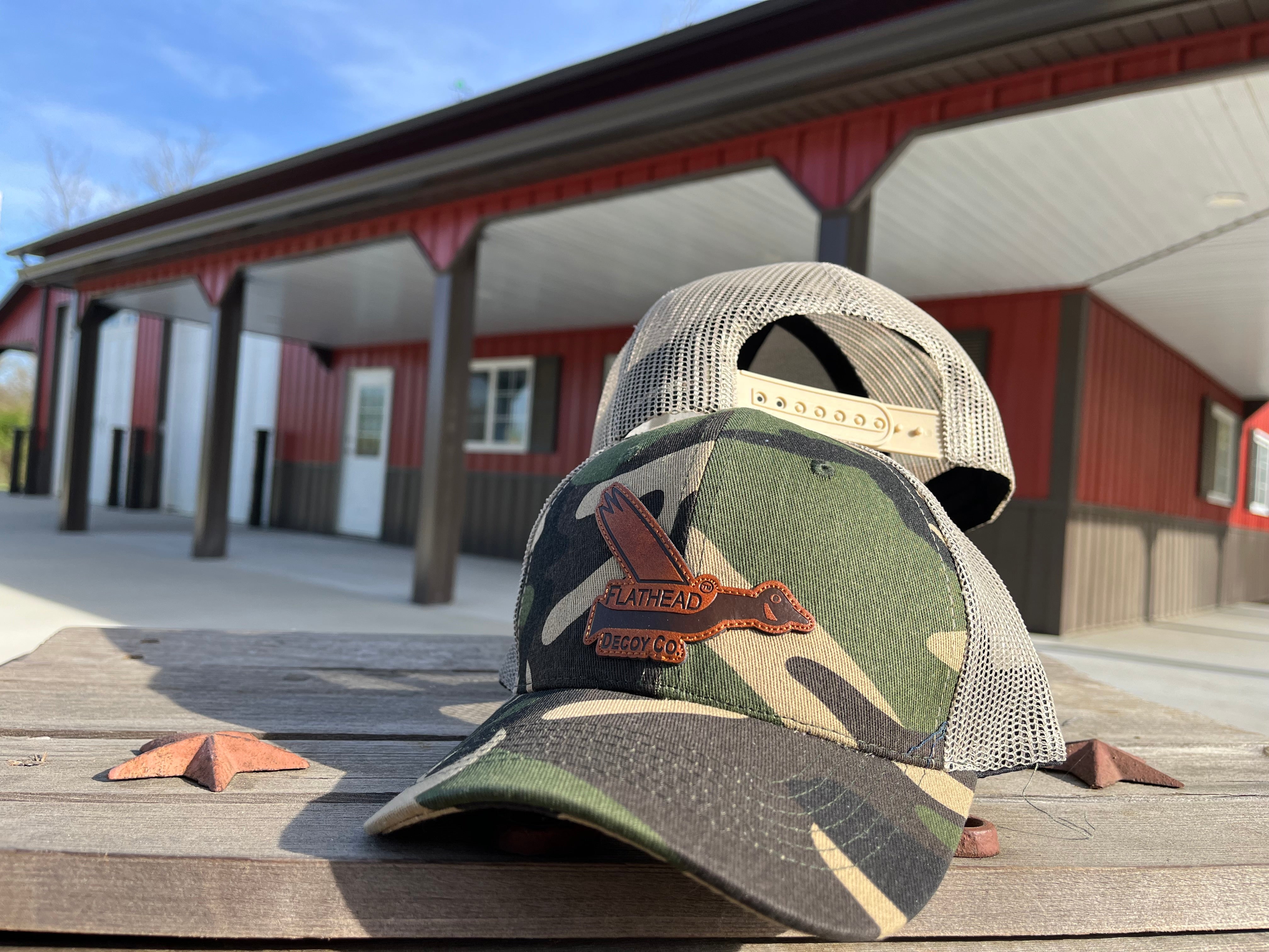 Army Camo SnapBack Cap w/Leather Patch